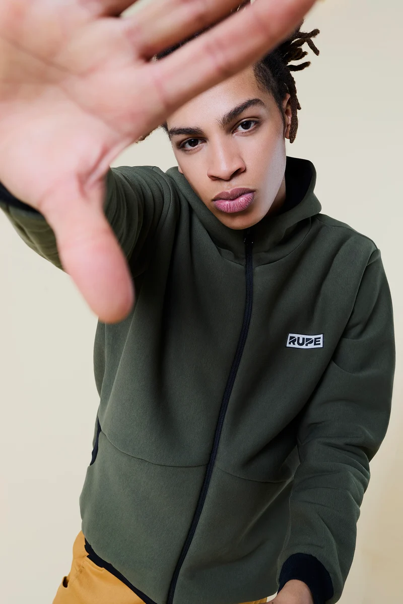 Sweat à capuche zippé - Unisexe - Vert militaire