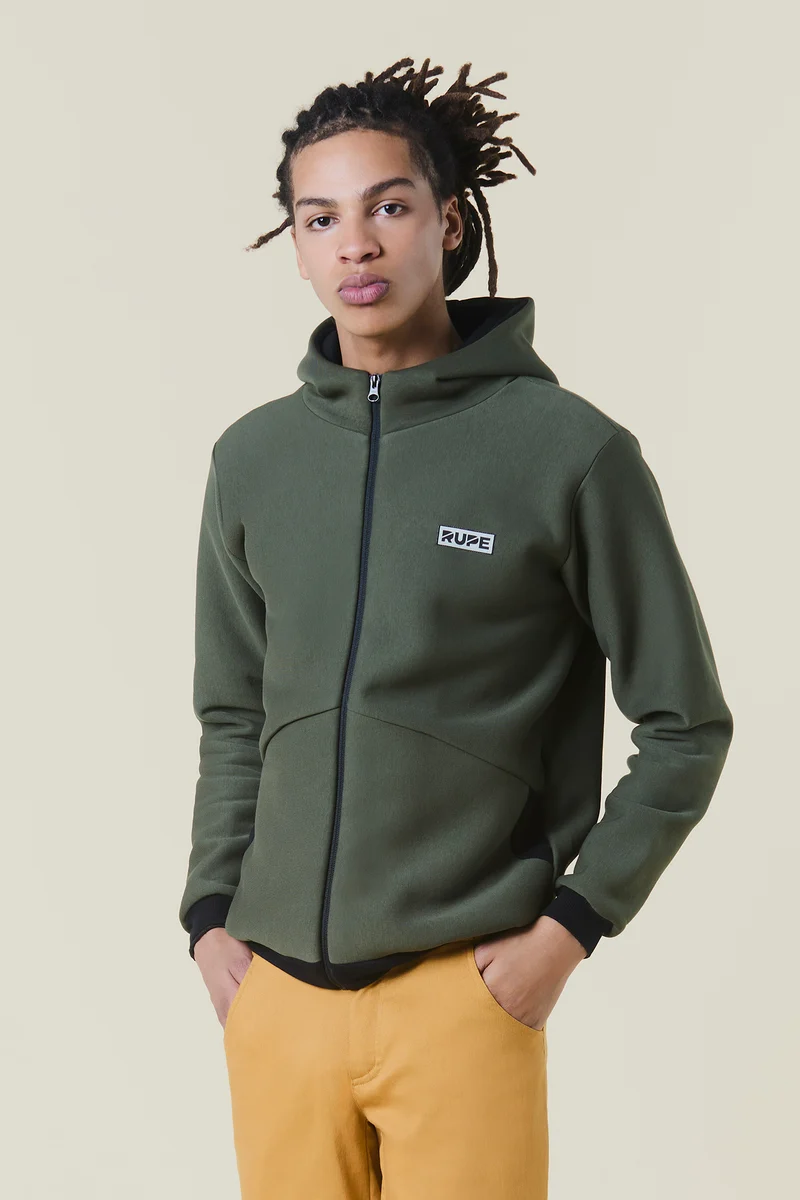 Sweat à capuche zippé - Unisexe - Vert militaire