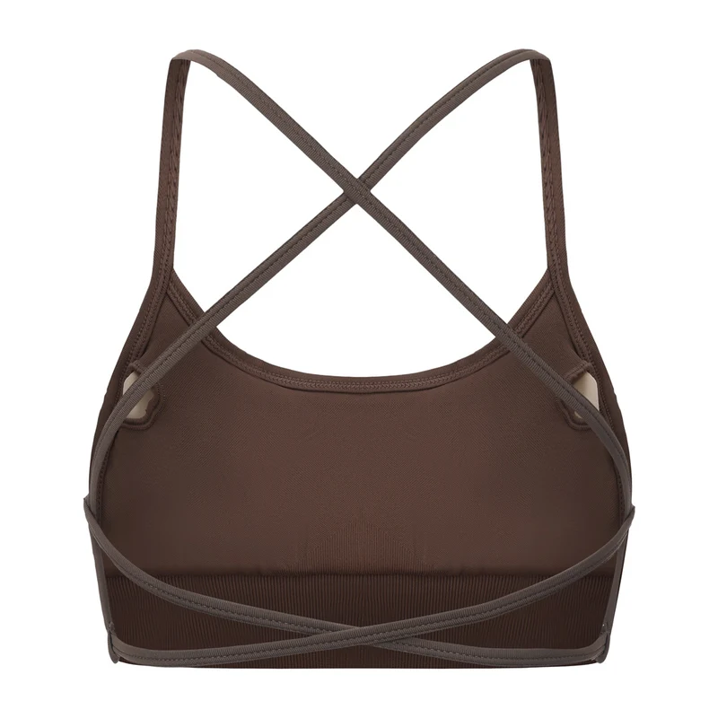 Seamless Cross Bra - Coffee Bean