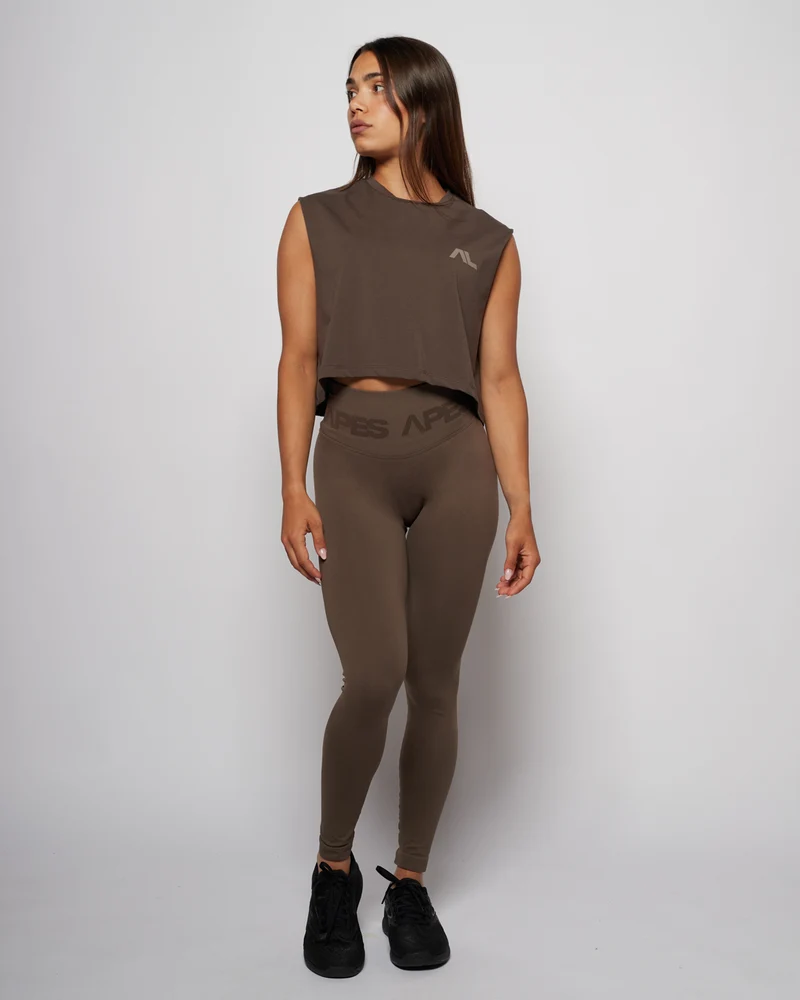 Low Logo Crop Tank - Coffee Bean