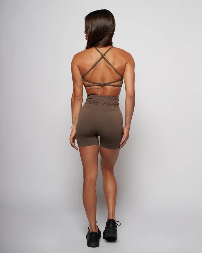 Seamless Push-Up Biker Shorts - Coffee Bean