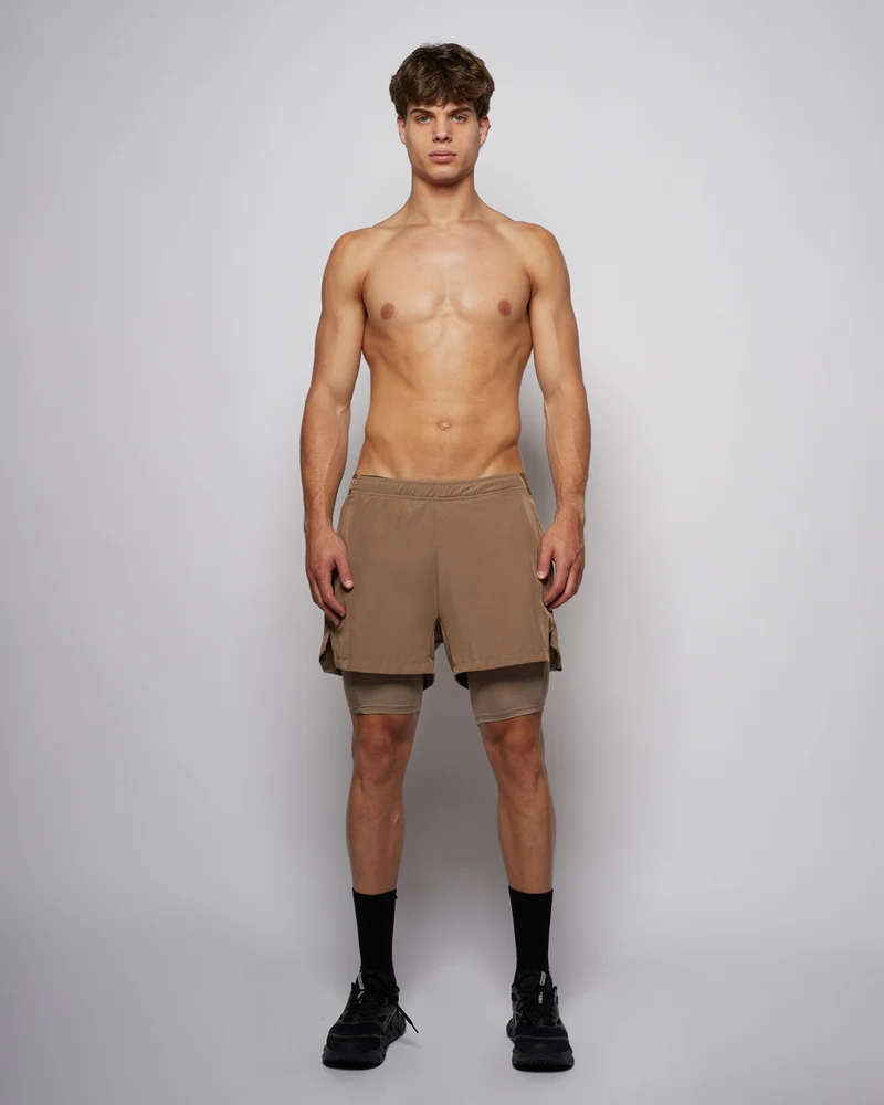 Hybrid Shorts 5'' 2in1 - Taupe