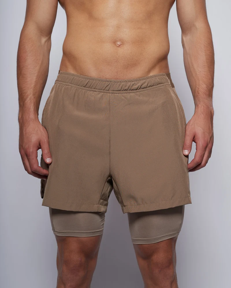 Hybrid Shorts 5'' 2in1 - Taupe