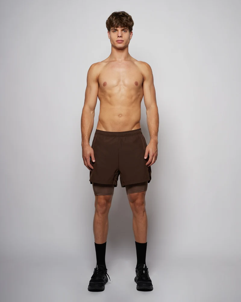 Hybrid Shorts 5" 2in1 - Chocolate Brown