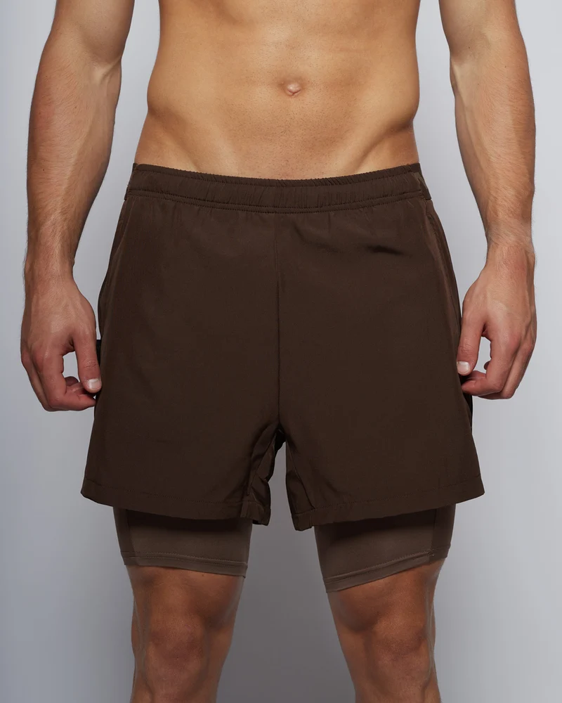 Hybrid Shorts 5" 2in1 - Chocolate Brown