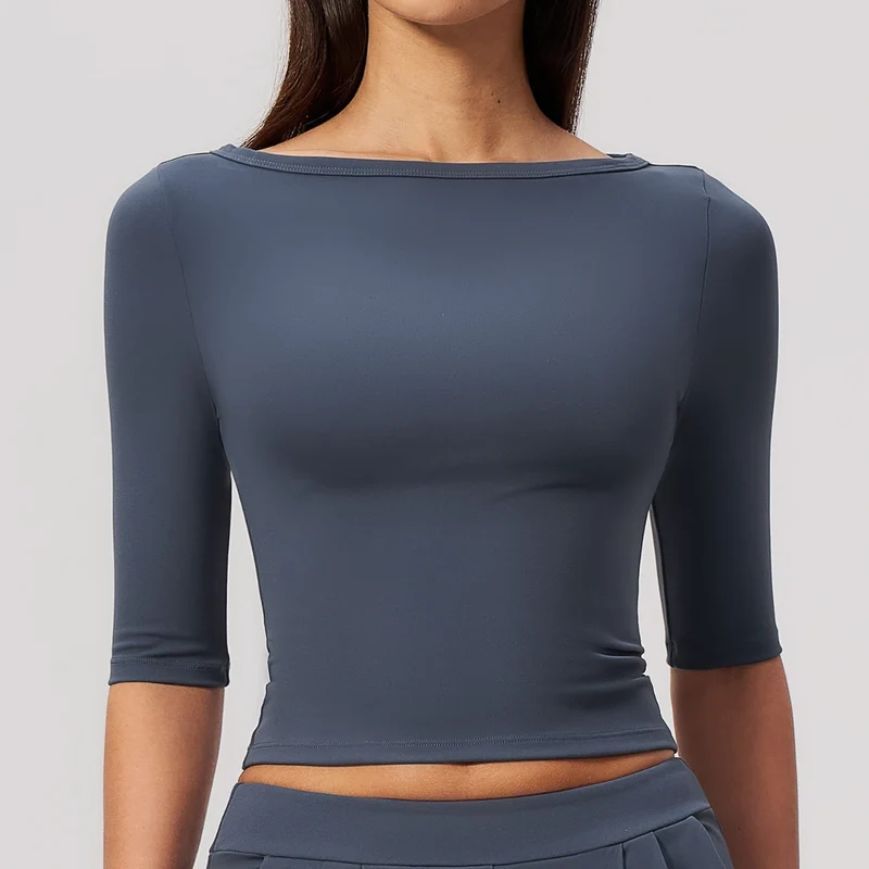SPARK Women's Fitted Boat Neck Workout Shirt ZC8793