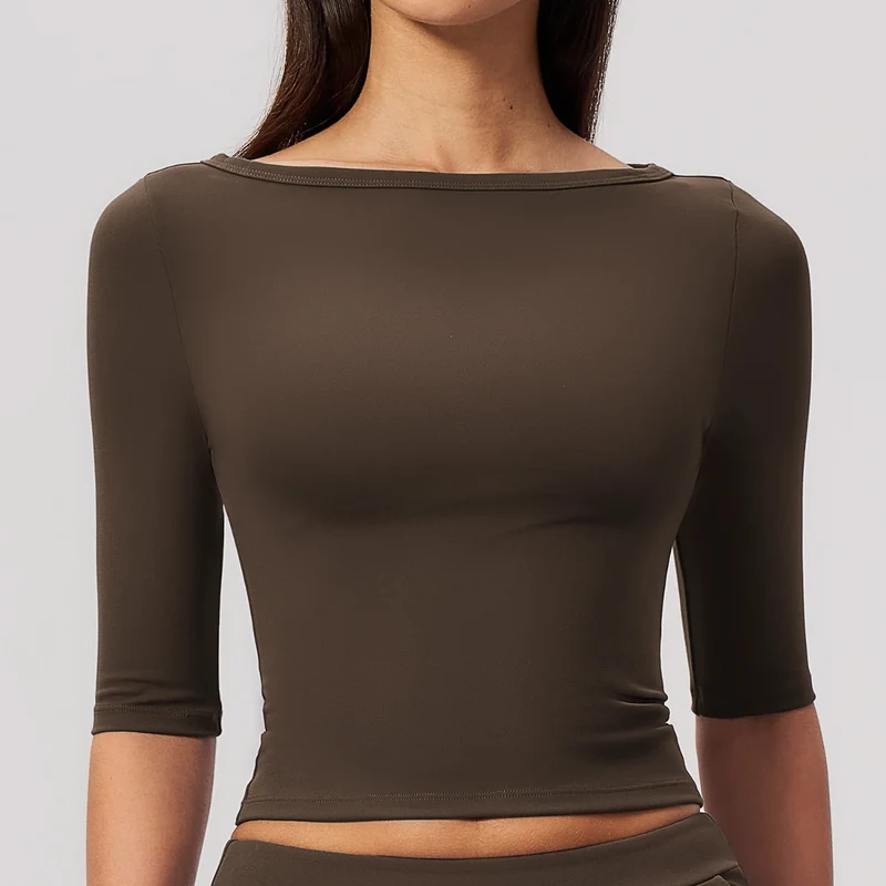 SPARK Women's Fitted Boat Neck Workout Shirt ZC8793