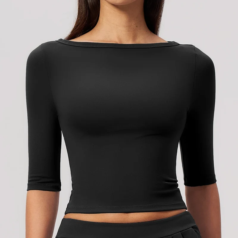 SPARK Women's Fitted Boat Neck Workout Shirt ZC8793