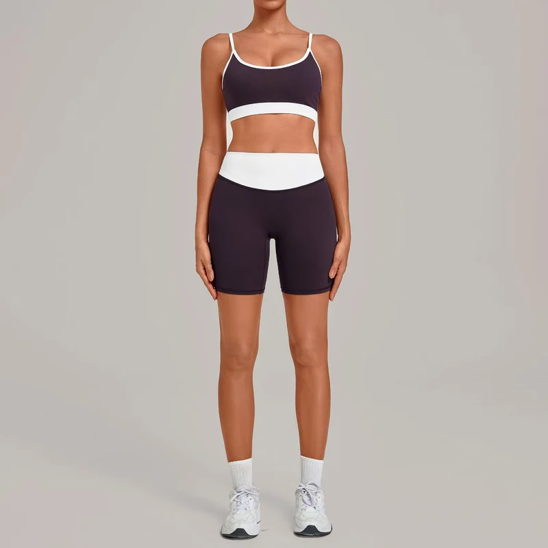 SPARK Women's Color-block Premium Activewear Yoga 2 Piece Set TF6211