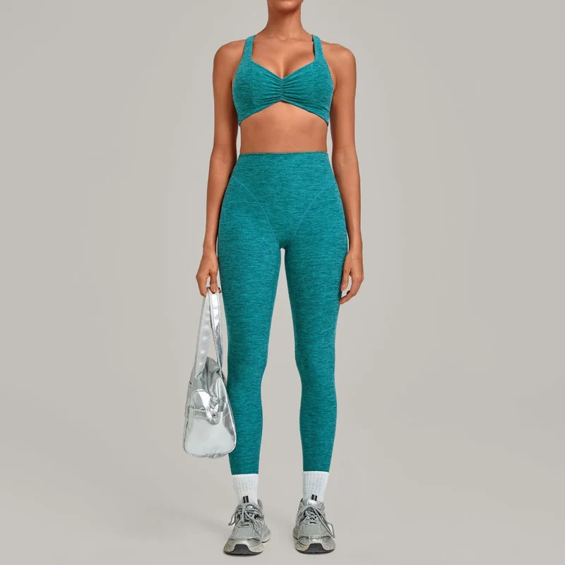 SPARK Ruched Sports Bra & High-Waisted Workout Set TF9291