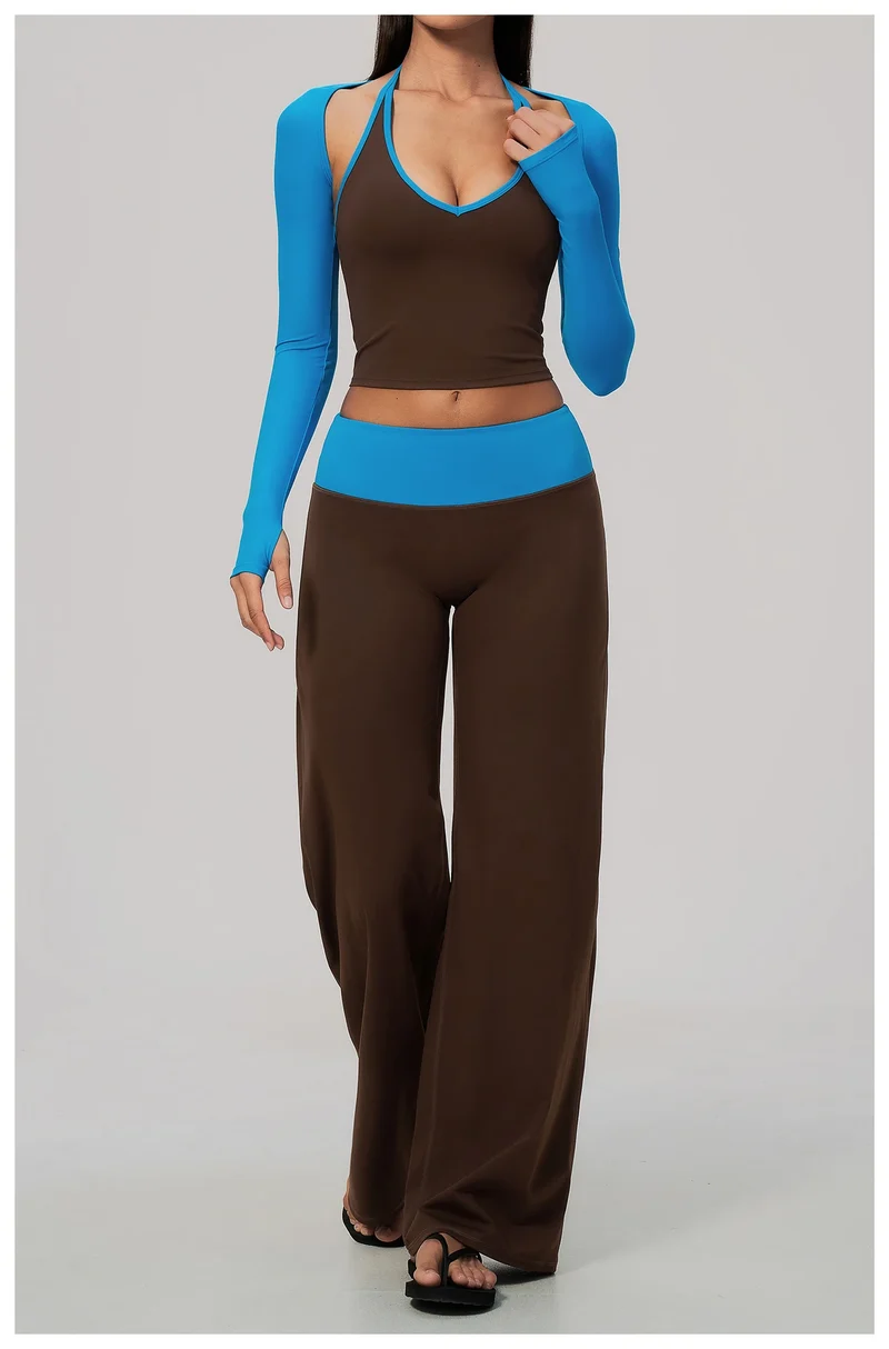 SPARK Color-block V-neck Halter Yoga Tank Top ZC9639