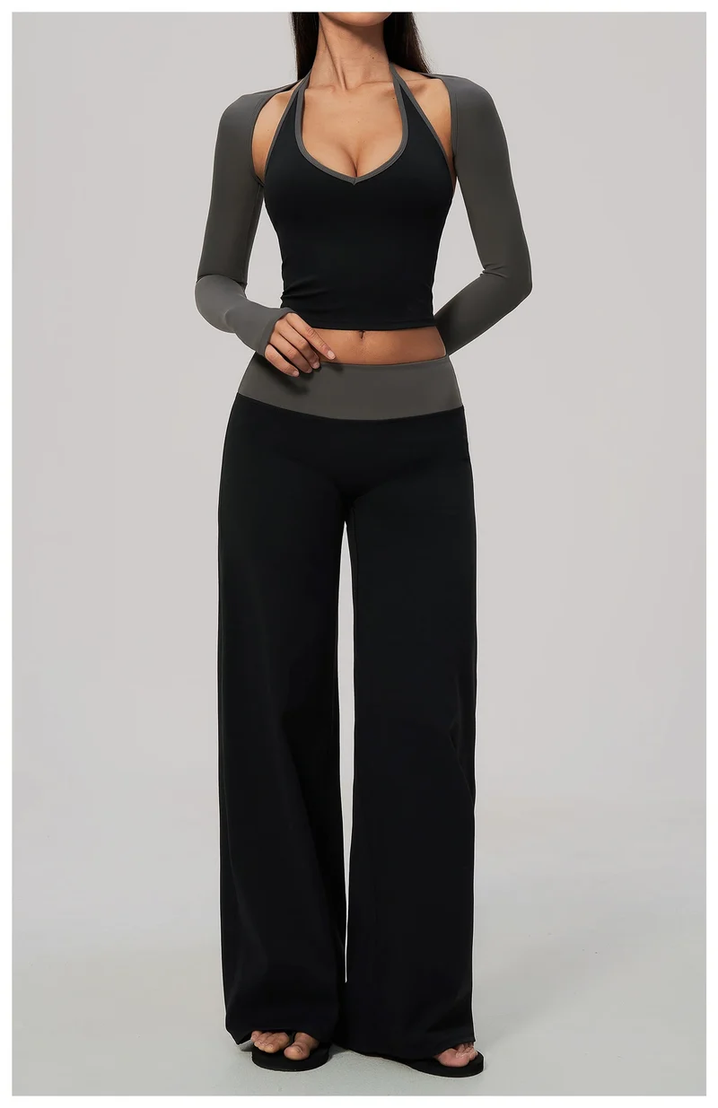 SPARK Color-block V-neck Halter Yoga Tank Top ZC9639
