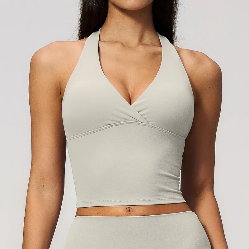 SPARK Women's Halter Deep V-neck Yoga Tank Top ZC4208