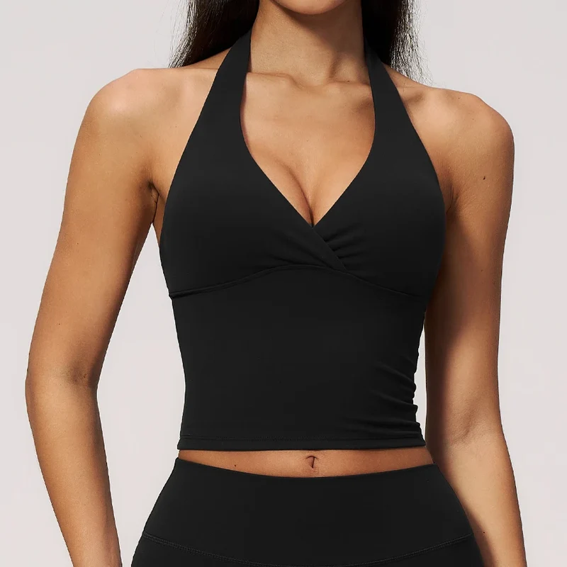 SPARK Women's Halter Deep V-neck Yoga Tank Top ZC4208