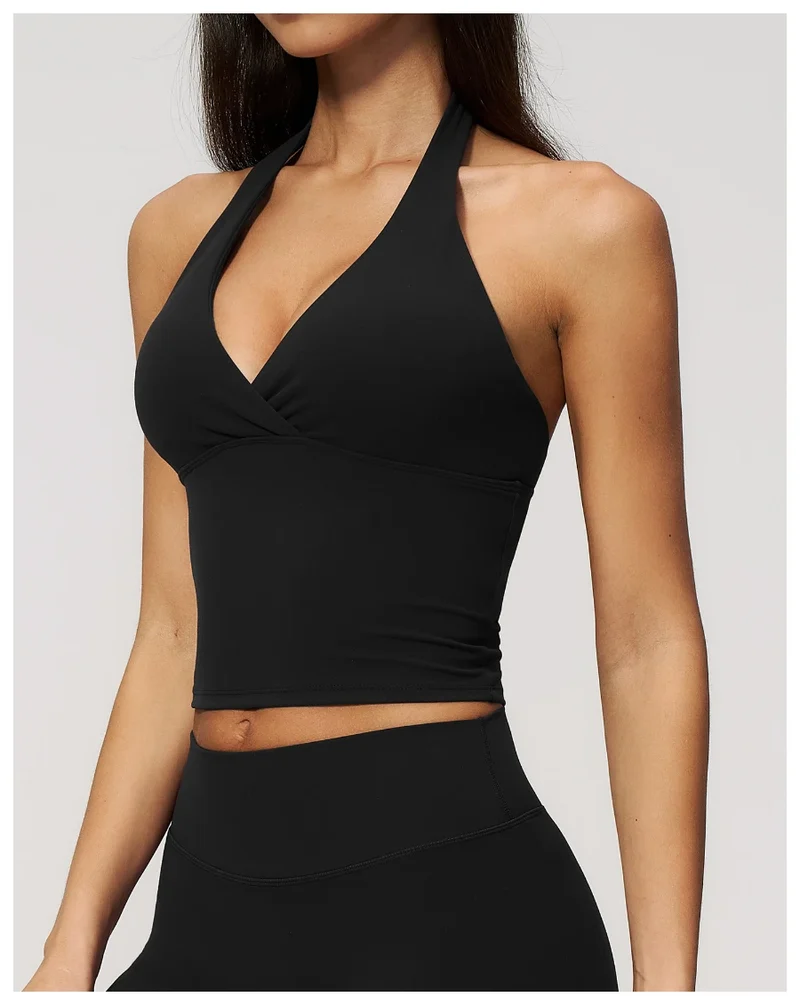 SPARK Women's Halter Deep V-neck Yoga Tank Top ZC4208