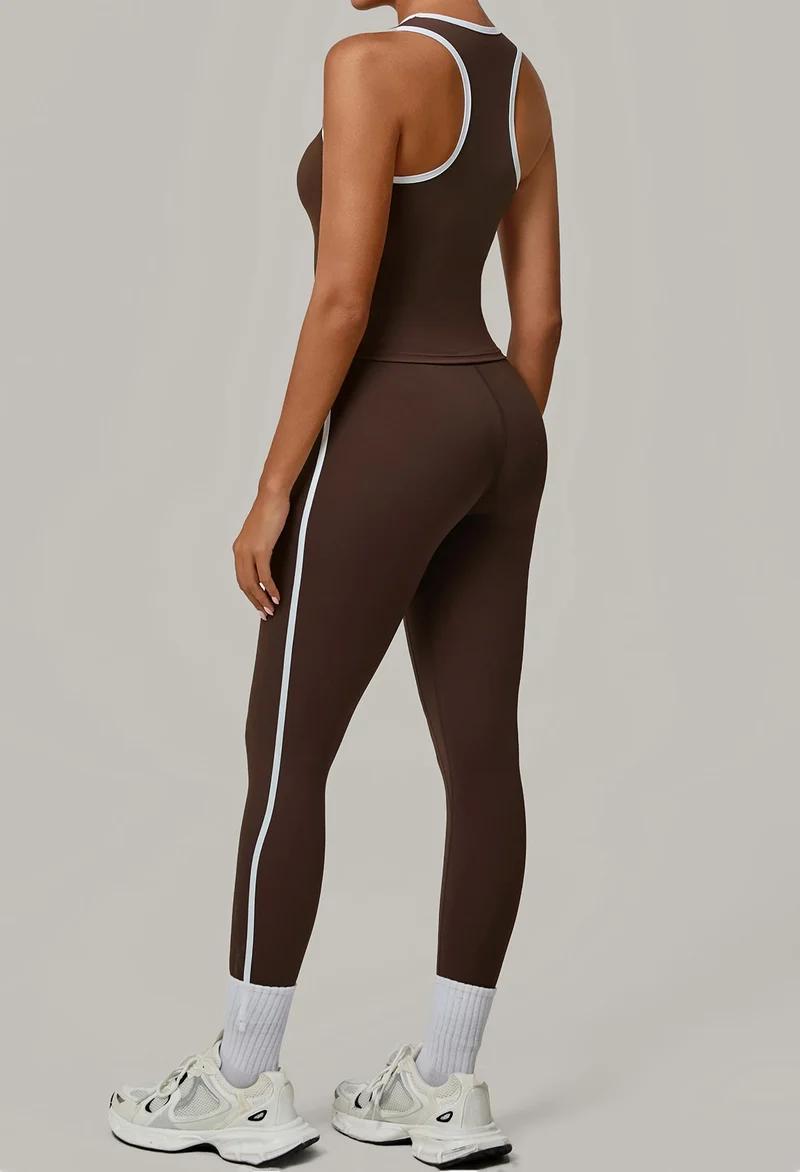 SPARK Color Block Naked-feel Fit Yoga Fitness Two-piece Set TF7709
