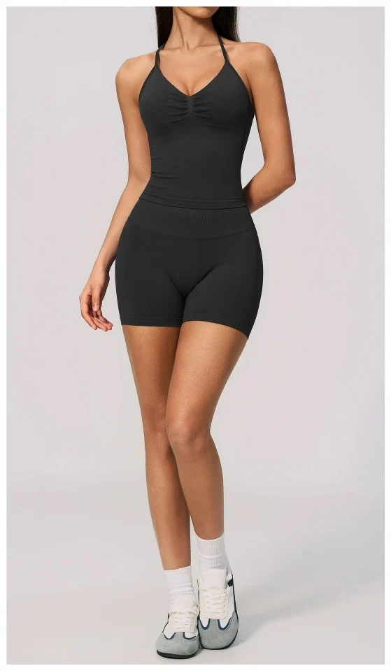 SPARK Seamless Halter V-Neck Open-Back Tank Top ZC4535