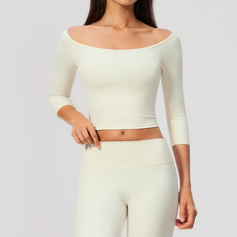 SPARK Women's Off-the-shoulder Half-Sleeve Yoga Fitness Top ZC5529