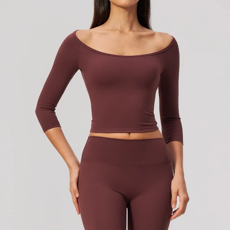 SPARK Women's Off-the-shoulder Half-Sleeve Yoga Fitness Top ZC5529
