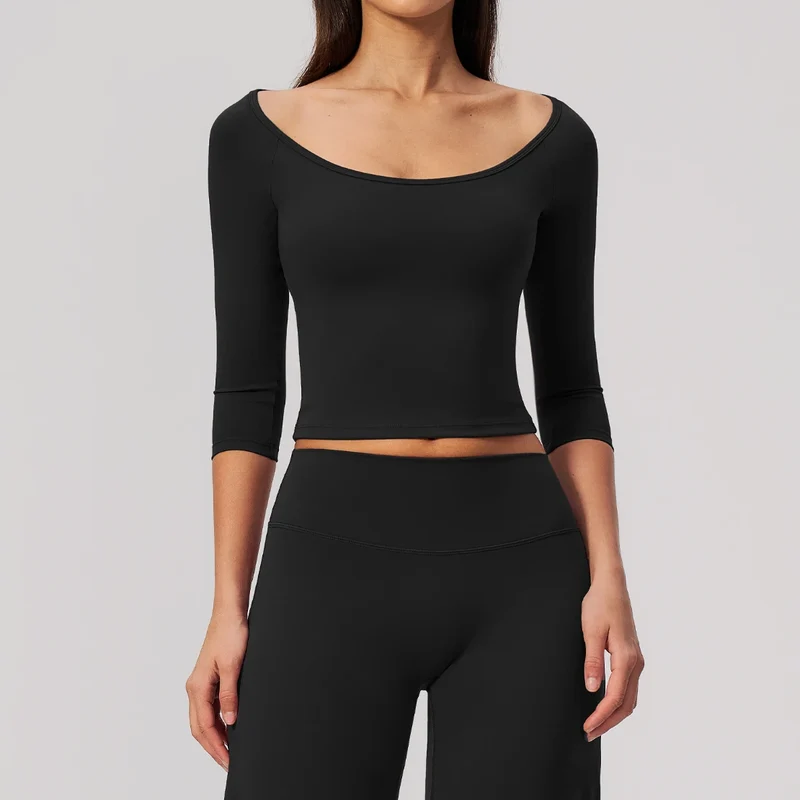 SPARK Women's Off-the-shoulder Half-Sleeve Yoga Fitness Top ZC5529