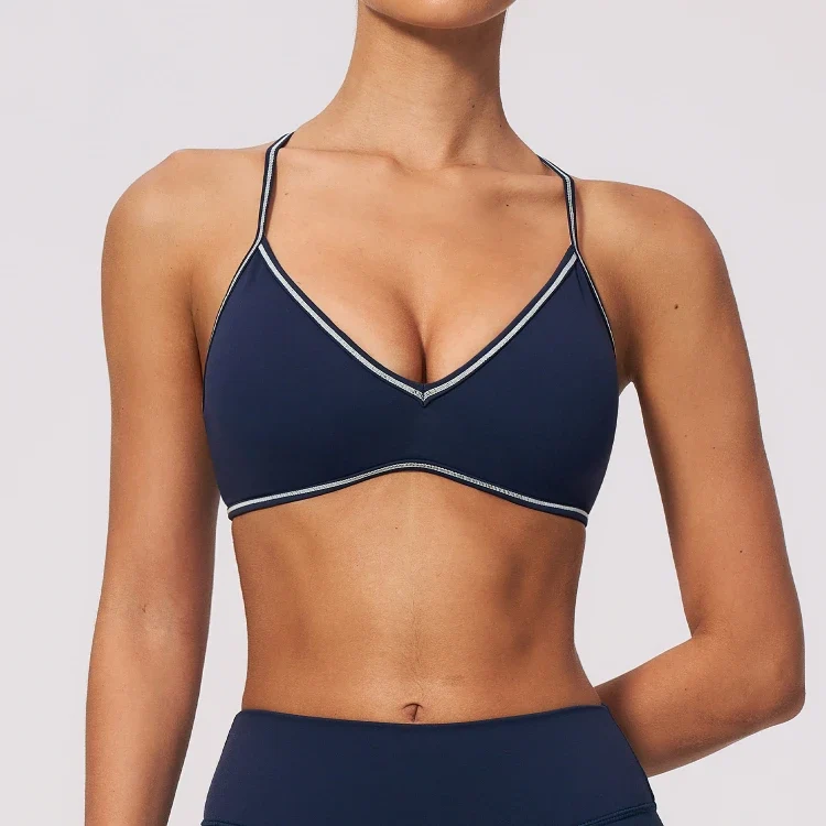 SPARK Women's Color-Block V-neck Halter Yoga Bra ZC9615