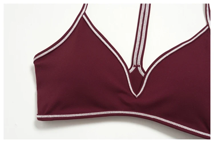SPARK Women's Color-Block V-neck Halter Yoga Bra ZC9615