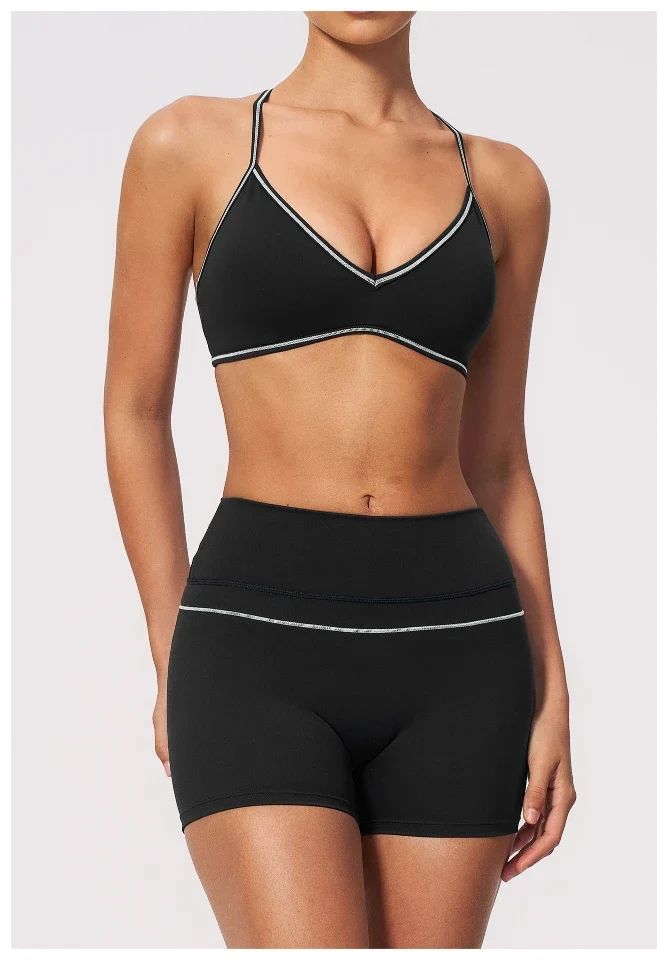 SPARK Women's Color-Block V-neck Halter Yoga Bra ZC9615