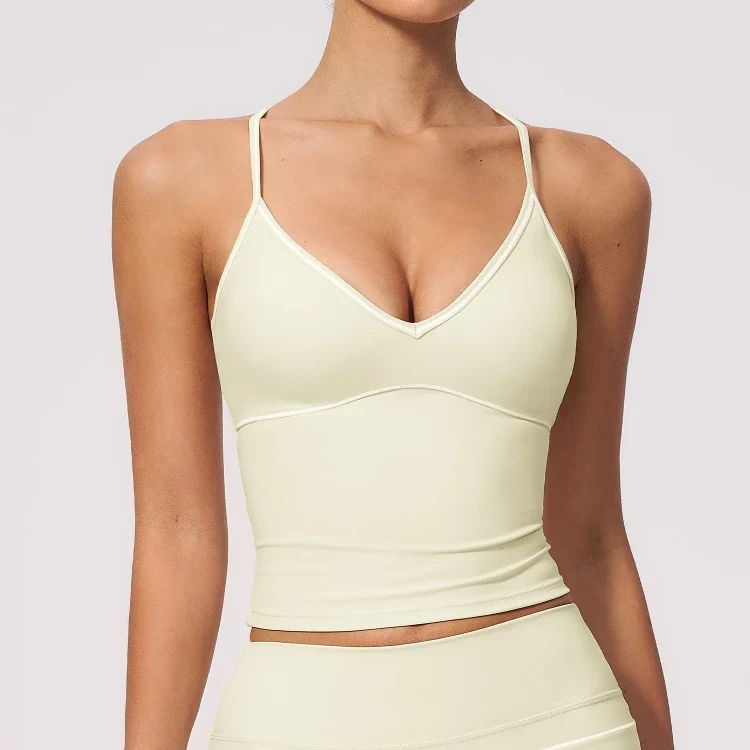 SPARK Women's Color-Block V-neck Halter Yoga Tank Top ZC9615