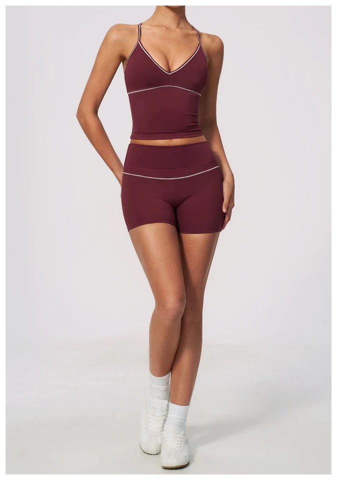 SPARK Women's Color-Block V-neck Halter Yoga Tank Top ZC9615