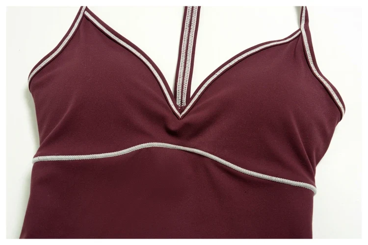 SPARK Women's Color-Block V-neck Halter Yoga Tank Top ZC9615