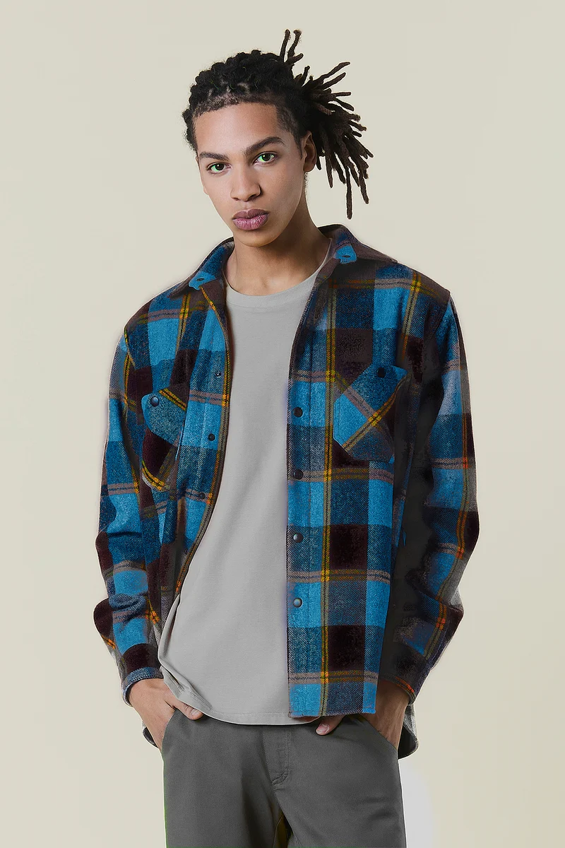 Chemise en flanelle de laine à carreaux