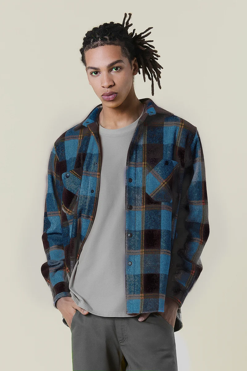 Chemise en flanelle de laine à carreaux