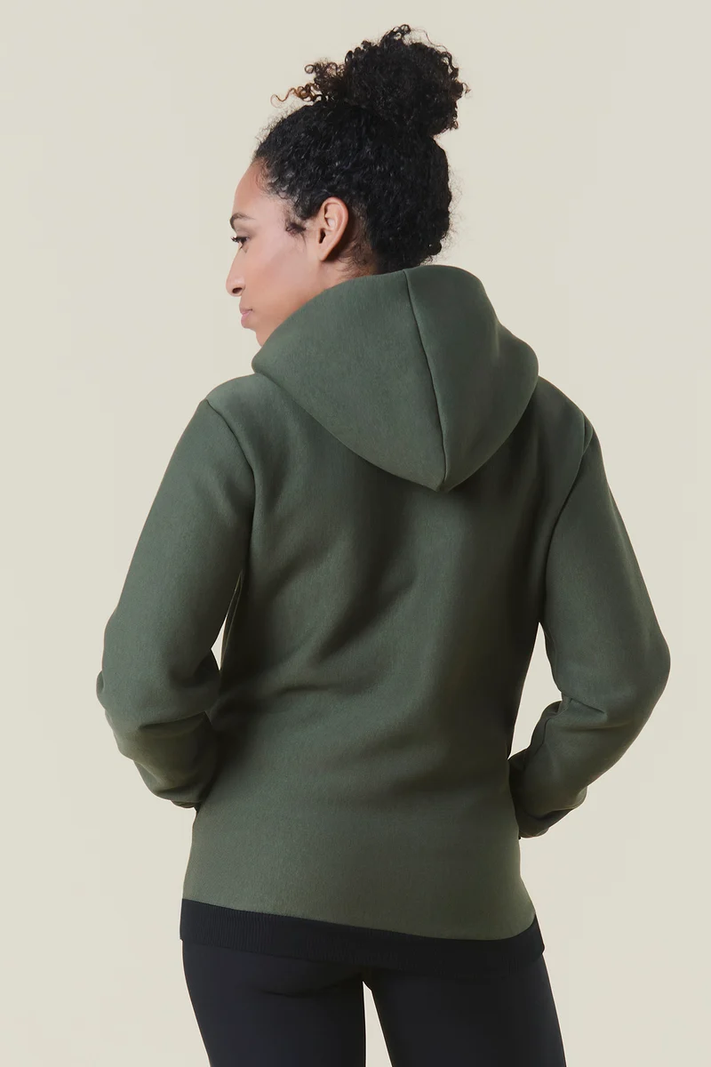 Sweat à capuche zippé - Femme - Vert militaire