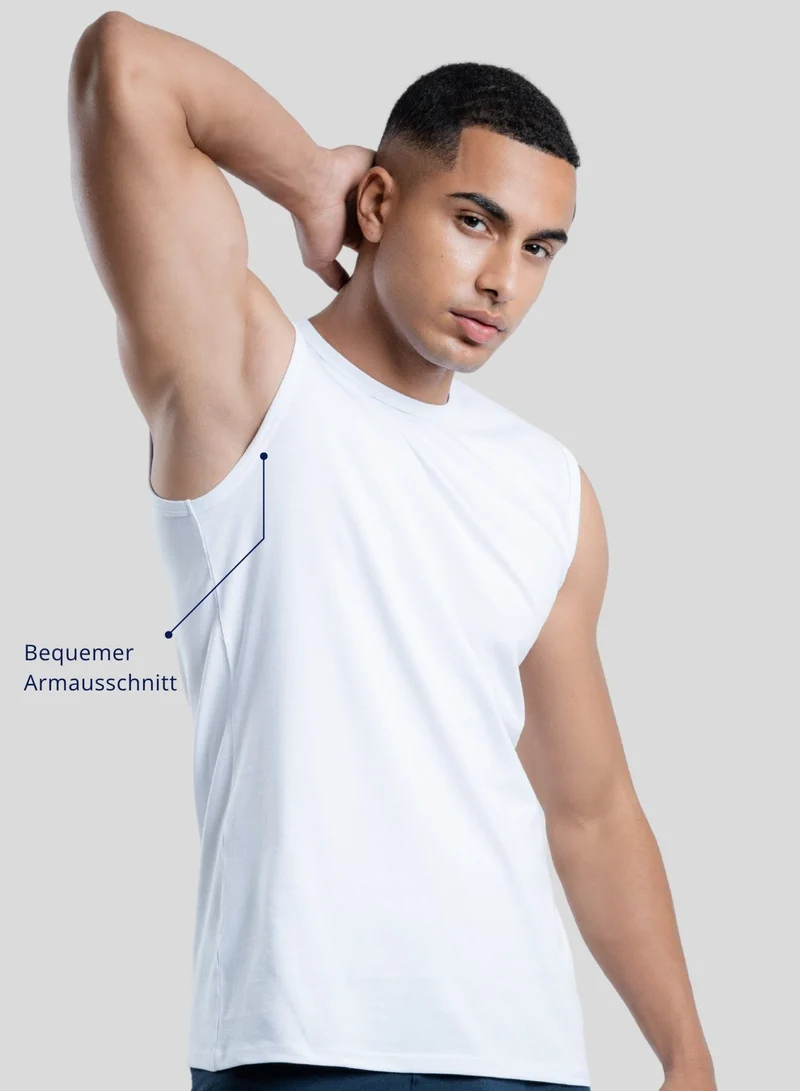 3er Pack Tank Top Herren ärmellos aus Stretch-Baumwolle (Weiß)