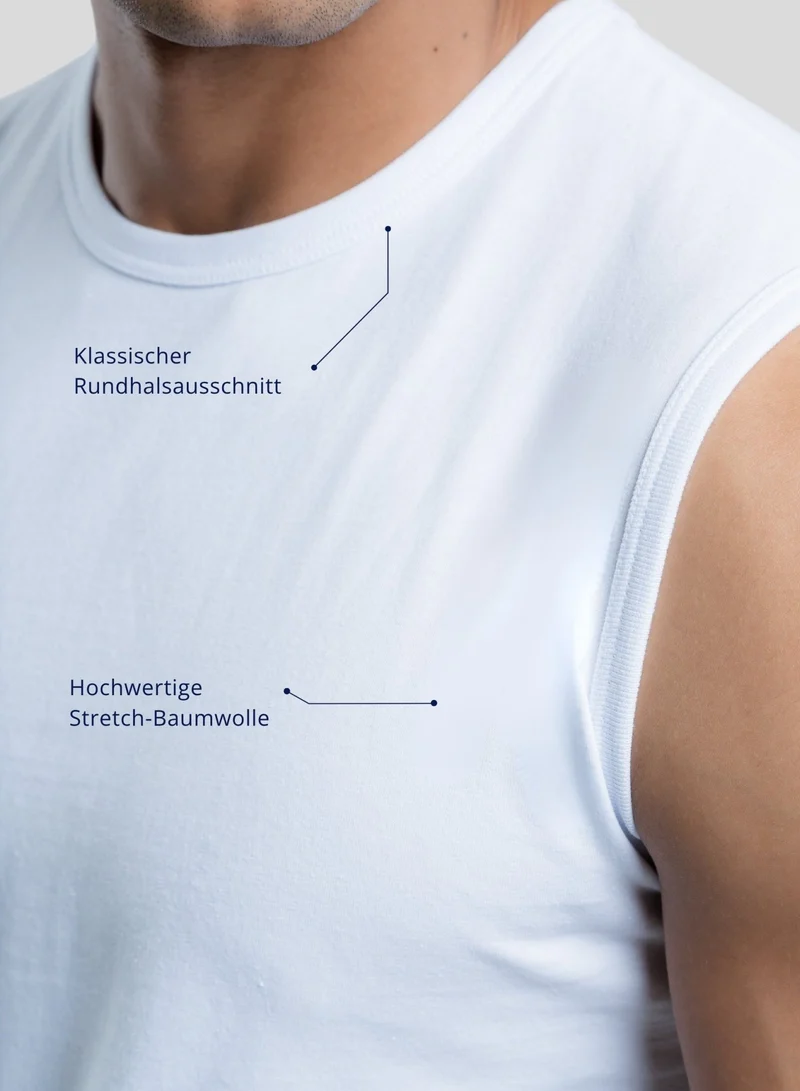 3er Pack Tank Top Herren ärmellos aus Stretch-Baumwolle (Weiß)