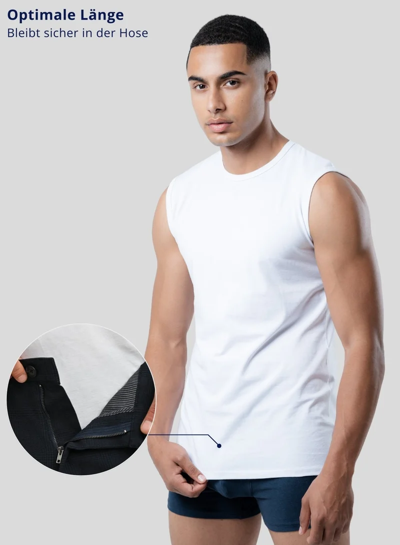 3er Pack Tank Top Herren ärmellos aus Stretch-Baumwolle (Weiß)
