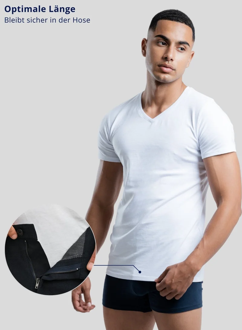 3er Pack Unterhemd Herren V-Ausschnitt aus Stretch-Baumwolle (Weiß, Schwarz, Beige)