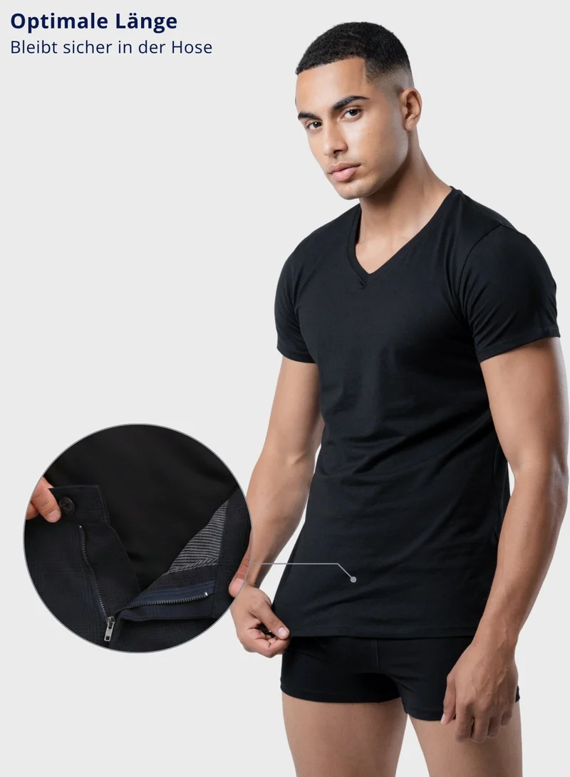 3er Pack Unterhemd Herren V-Ausschnitt aus Stretch-Baumwolle (Weiß, Schwarz, Beige)