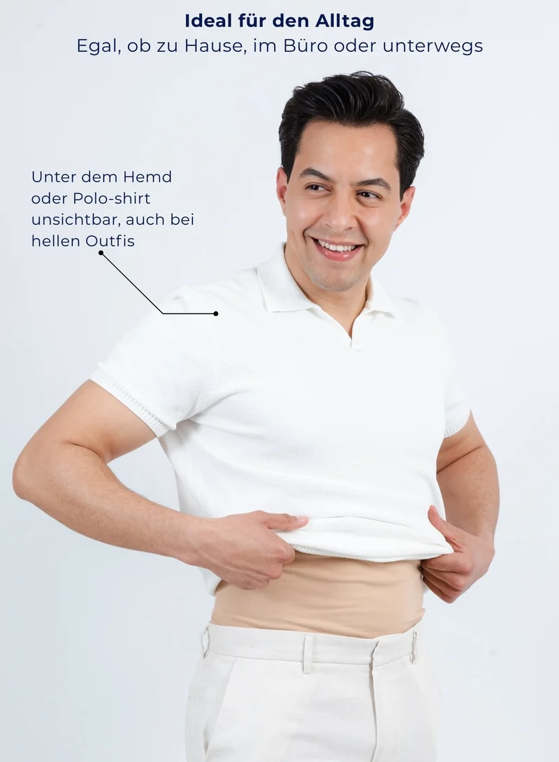 3er Pack Unterhemd Herren Tiefer V-Ausschnitt aus Stretch-Baumwolle (Weiß, Schwarz, Beige)