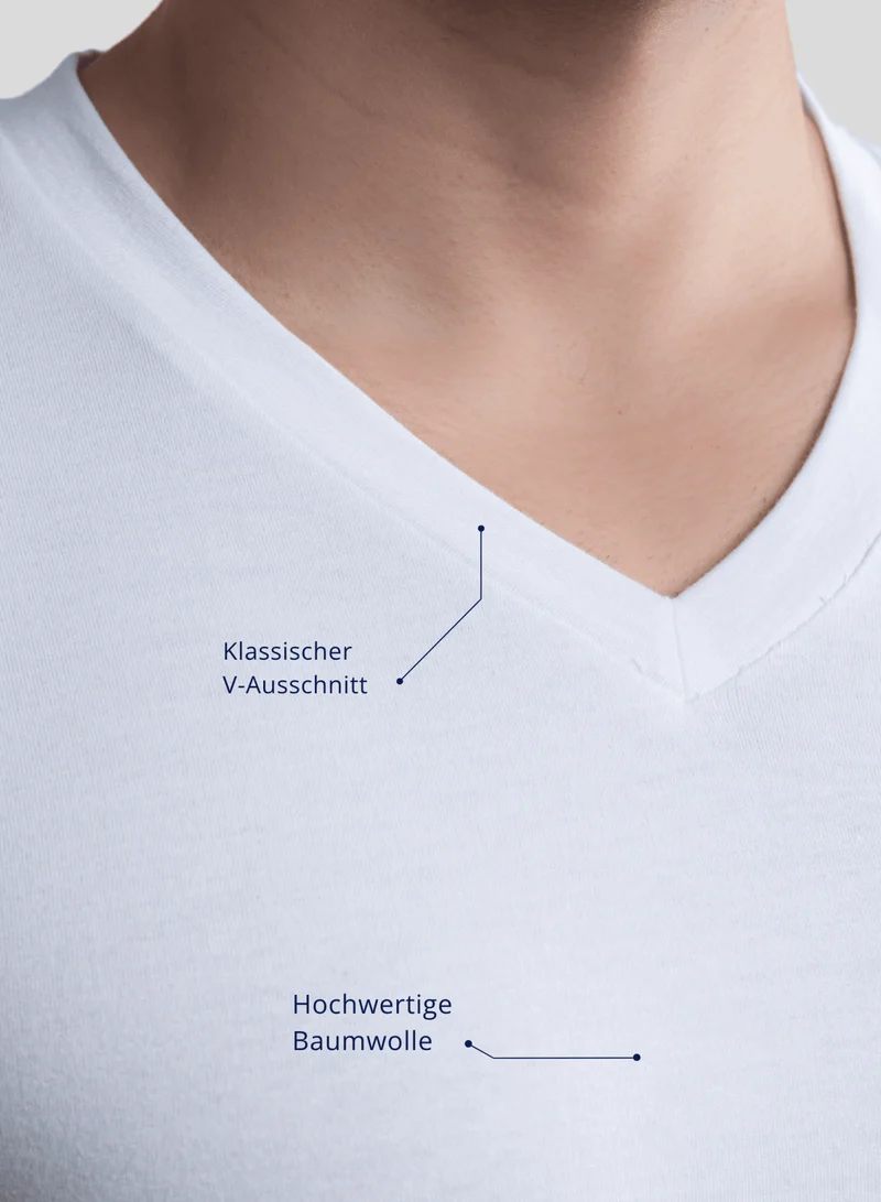 3er Pack Unterhemd Herren V-Ausschnitt aus 100% Baumwolle (Weiß)