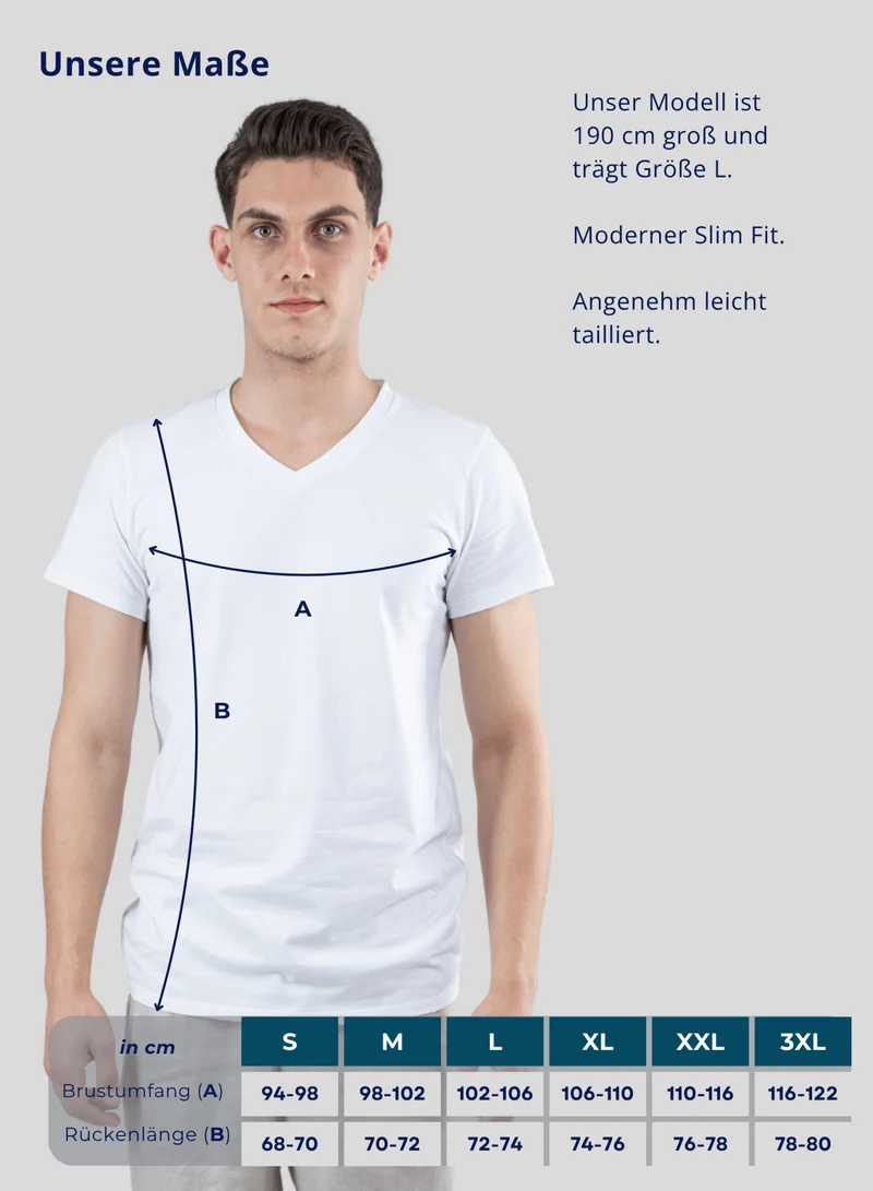 3er Pack Unterhemd Herren V-Ausschnitt aus 100% Baumwolle (Weiß)