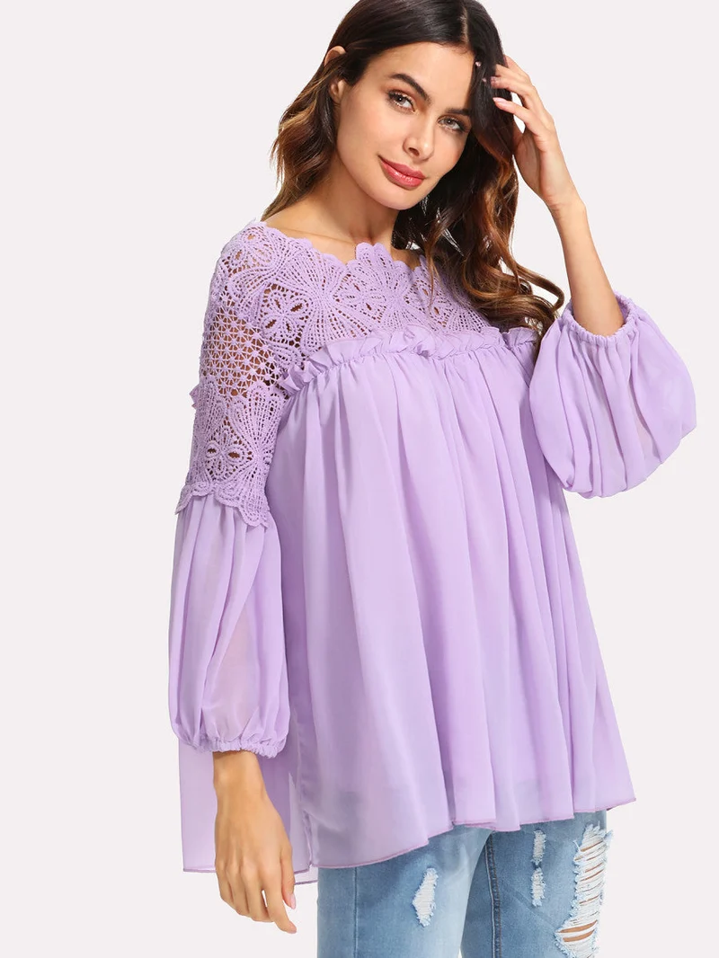 Lace Yoke Smock Top