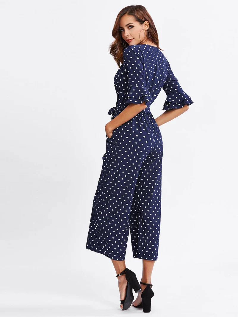 Tiered Trumpet Sleeve Jumpsuit
