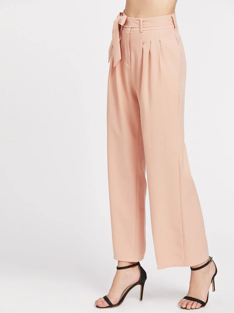 Self Tie Waist Wide Leg Pants
