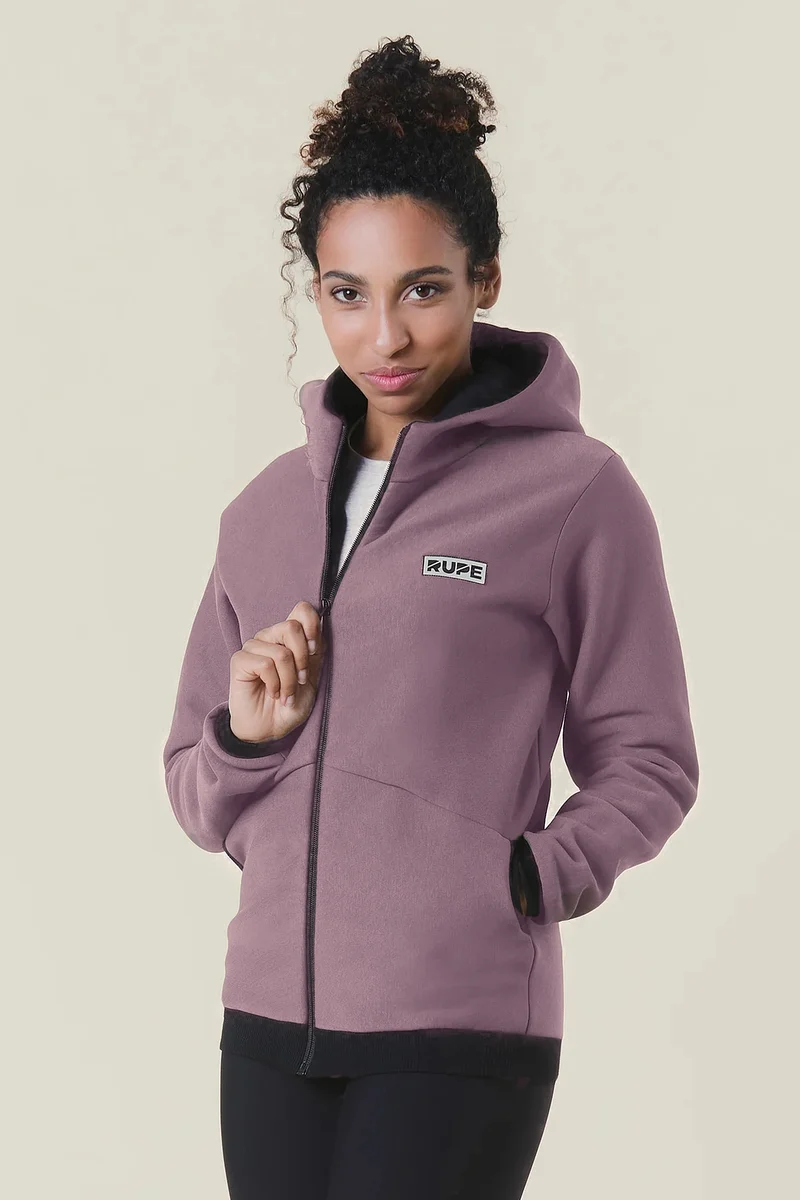 Sweat à capuche zippé - Femme - Mauve