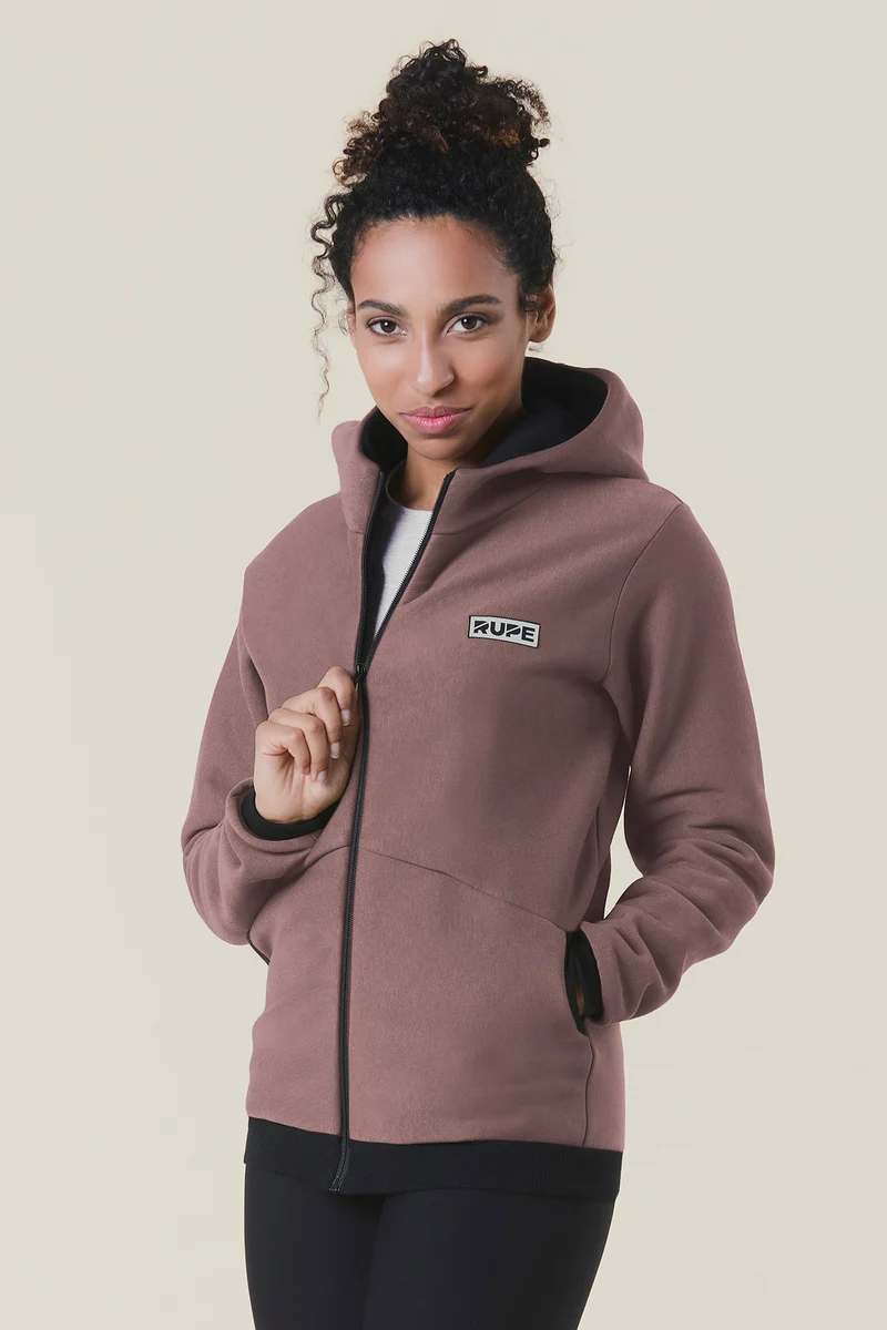 Sweat à capuche zippé - Femme - Mauve