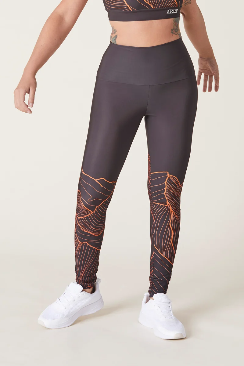 Legging technique femme - motif montagne noir