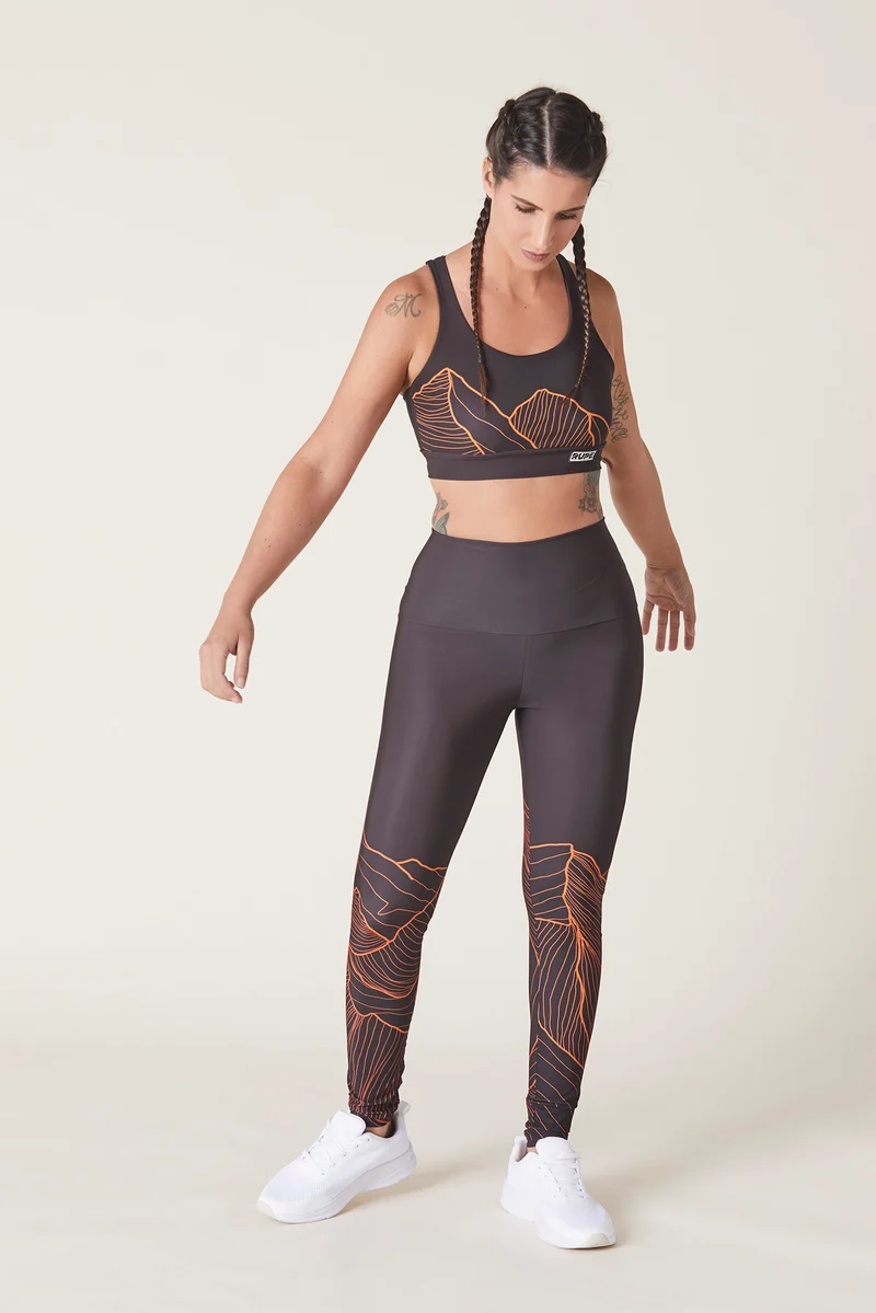 Legging technique femme - motif montagne noir