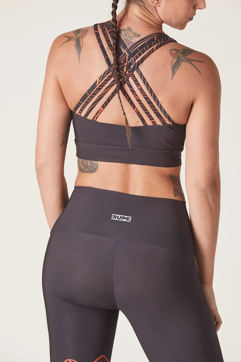 Legging technique femme - motif montagne noir
