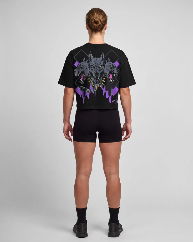 Hell Dog Core Edit Crop Oversize T-shirt - Black